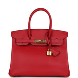 Hermes Birkin 30 Rouge Casaque Epsom Gold Hardware