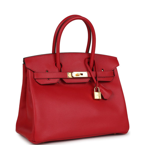 Hermes Birkin 30 Rouge Casaque Epsom Gold Hardware