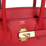 Hermes Birkin 30 Rouge Casaque Epsom Gold Hardware