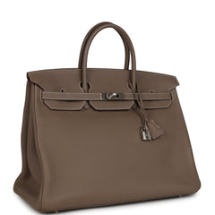 Pre-owned Hermes Birkin 40 Etoupe Togo Palladium Hardware