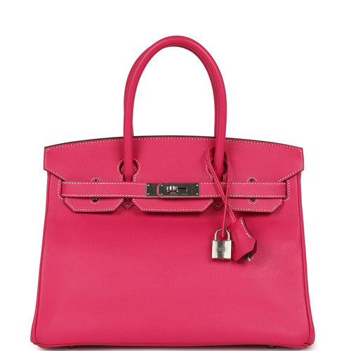 Pre-owned Hermes Birkin 30 Rose Tyrien Epsom Palladium Hardware