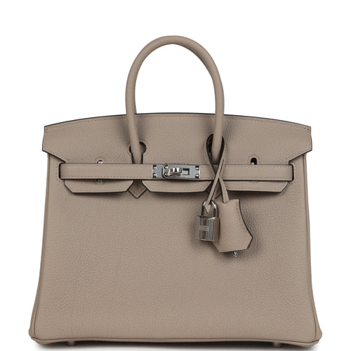 Hermes Birkin 25 Gris Tourterelle Togo Palladium Hardware