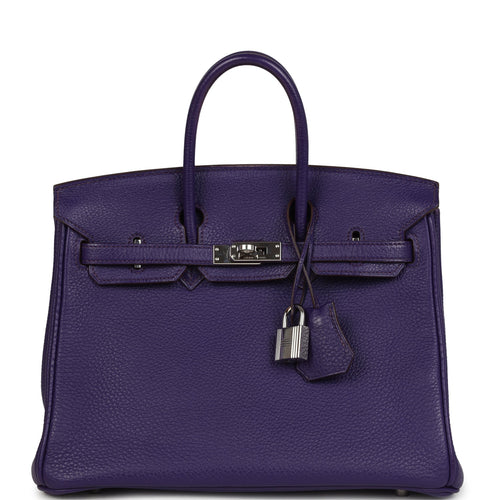 Pre-owned Hermes Birkin 25 Iris Togo Palladium Hardware