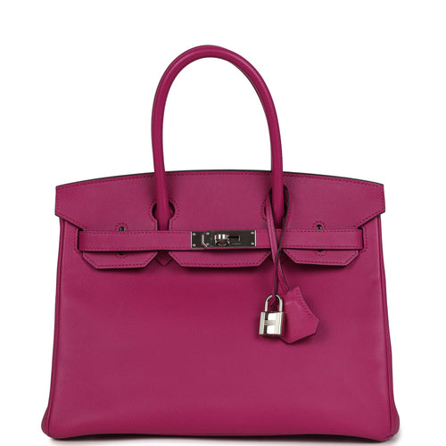 Pre-owned Hermes Birkin 30 Rose Pourpre Epsom Palladium Hardware