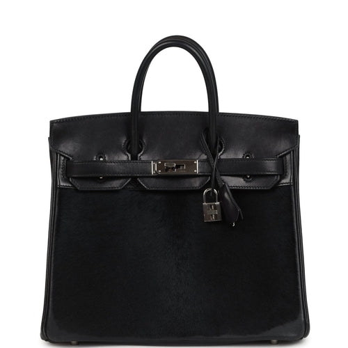 Vintage Hermes Birkin 28 HAC Black Evercalf and Troika Palladium Hardware