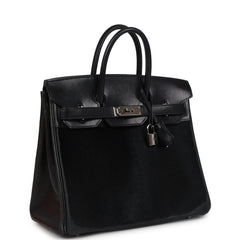 Vintage Hermes Birkin 28 HAC Black Evercalf and Troika Palladium Hardware