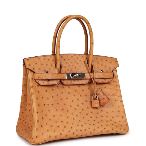 Pre-owned Hermes Birkin 30 Natural Sable Ostrich Palladium Hardware