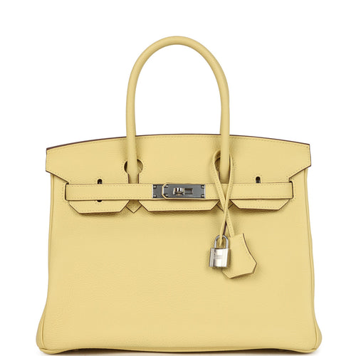 Pre-owned Hermes Birkin 30 Jaune Poussin Togo Palladium Hardware