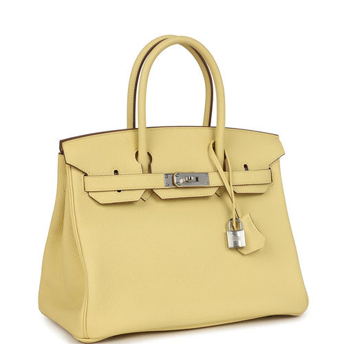 Pre-owned Hermes Birkin 30 Jaune Poussin Togo Palladium Hardware
