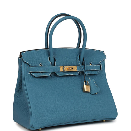 Hermes Birkin 30 Blue Jean Togo Gold Hardware