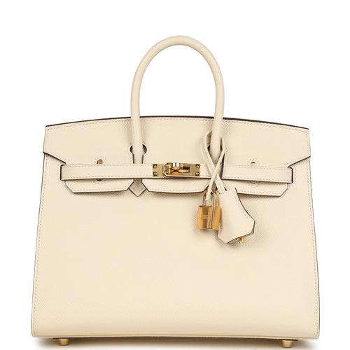 Pre-owned Hermes Birkin Sellier 25 Nata Epsom Gold Hardware