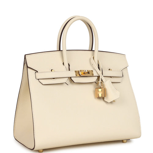 Pre-owned Hermes Birkin Sellier 25 Nata Epsom Gold Hardware