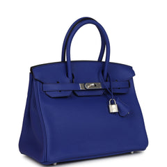 Hermes Birkin 30 Bleu Electric Clemence Palladium Hardware