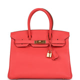 Pre-owned Hermes Birkin 30 Bougainvillea Clemence Gold Hardware