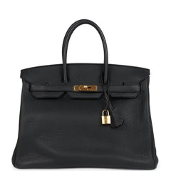 Pre-owned Hermes Birkin 35 Black Togo Gold Hardware