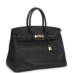 Pre-owned Hermes Birkin 35 Black Togo Gold Hardware