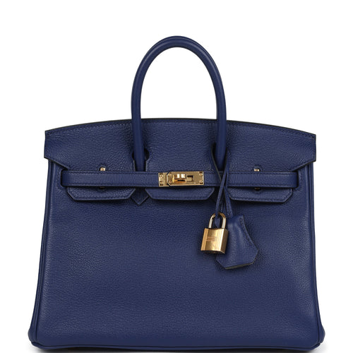Hermes Birkin 25 Bleu Saphir Verso Novillo Gold Hardware