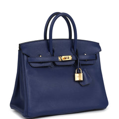 Hermes Birkin 25 Bleu Saphir Verso Novillo Gold Hardware
