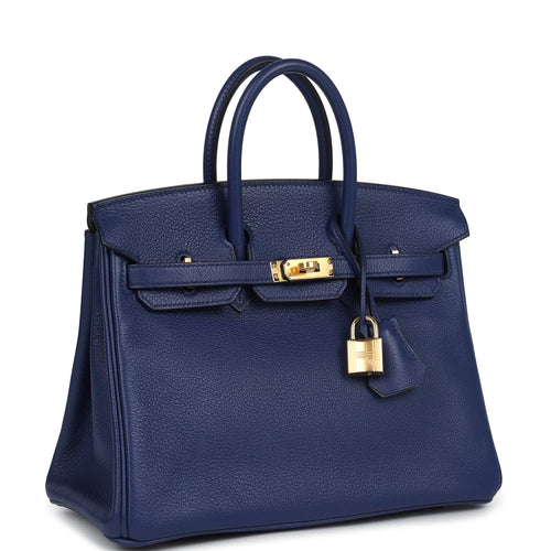 Hermes Birkin 25 Bleu Saphir Verso Novillo Gold Hardware