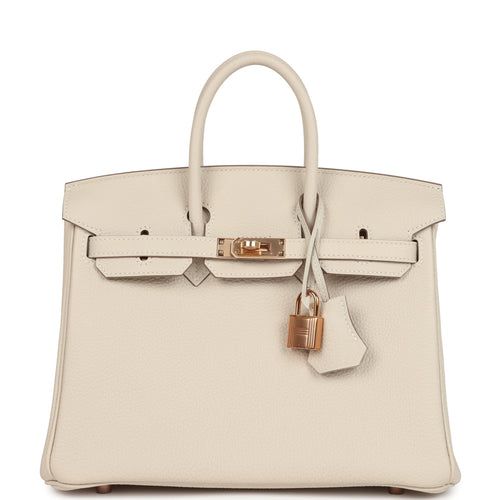Hermes Birkin 25 Craie Togo Rose Gold Hardware