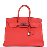 Pre-owned Hermes Birkin 35 Rose Jaipur Clemence Palladium Hardware
