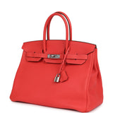 Pre-owned Hermes Birkin 35 Rose Jaipur Clemence Palladium Hardware