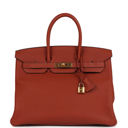 Pre-owned Hermes Birkin 35 Cuivre Togo Gold Hardware