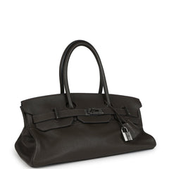 Vintage Hermes Shoulder Birkin 42 JPG Vert Olive Clemence Palladium Hardware