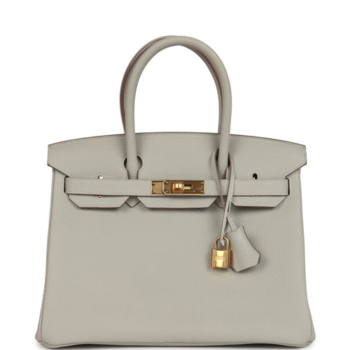 Pre-owned Hermes Birkin 30 Gris Perle Togo Gold Hardware