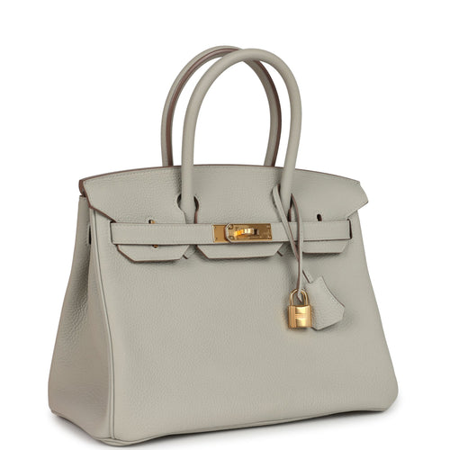 Pre-owned Hermes Birkin 30 Gris Perle Togo Gold Hardware