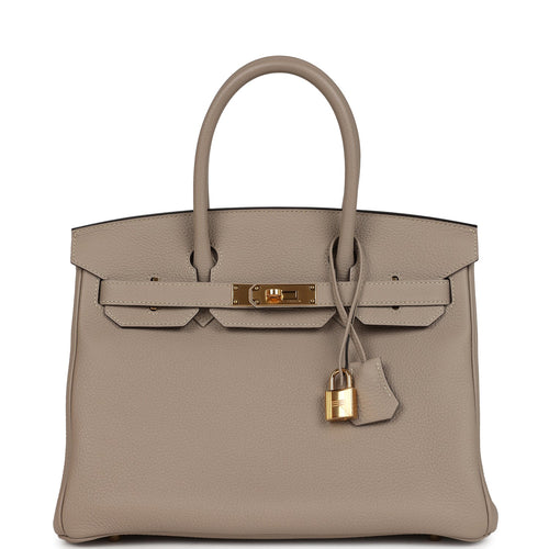 Pre-owned Hermes Birkin 30 Gris Tourterelle Togo Gold Hardware