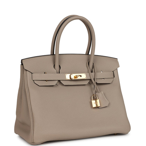 Pre-owned Hermes Birkin 30 Gris Tourterelle Togo Gold Hardware