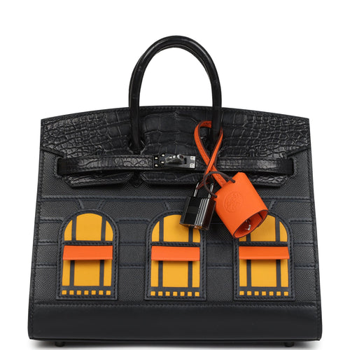 Hermes "Midnight" Faubourg Birkin Sellier 20 So Black Matte Alligator Black Hardware