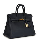 Pre-owned Hermes Birkin 25 Bleu Nuit Togo Gold Hardware