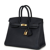 Pre-owned Hermes Birkin 25 Bleu Nuit Togo Gold Hardware
