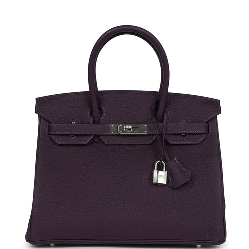 Pre-owned Hermes Birkin 30 Raisin Togo Palladium Hardware