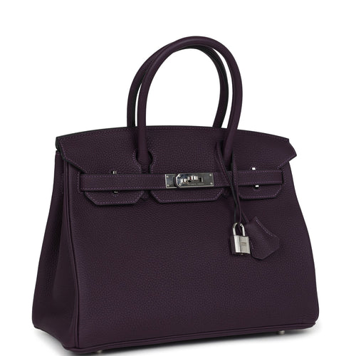 Pre-owned Hermes Birkin 30 Raisin Togo Palladium Hardware