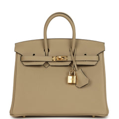 Pre-owned Hermes Birkin 25 Trench Togo Gold Hardware