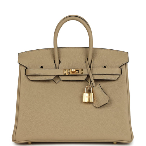 Pre-owned Hermes Birkin 25 Trench Togo Gold Hardware