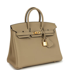 Pre-owned Hermes Birkin 25 Trench Togo Gold Hardware