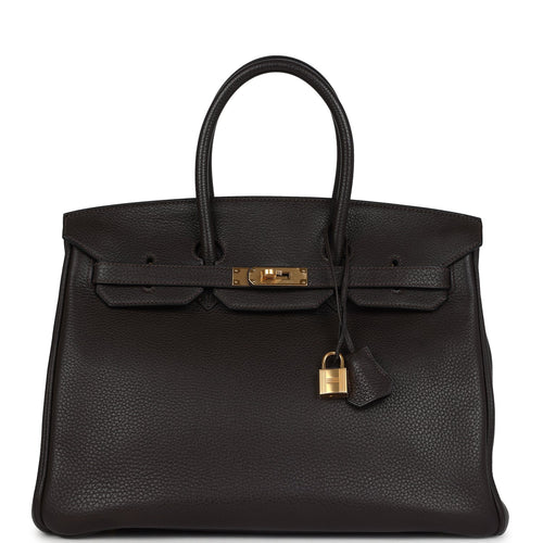 Pre-owned Hermes Birkin 35 Chocolate Togo Gold Hardware