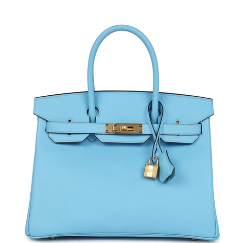 Hermes Birkin 30 Celeste Epsom Gold Hardware
