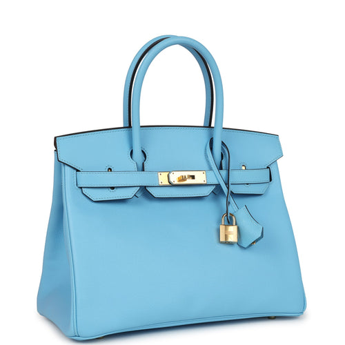 Hermes Birkin 30 Celeste Epsom Gold Hardware