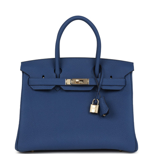 Hermes Birkin 30 Bleu Tie Togo Permabrass Hardware