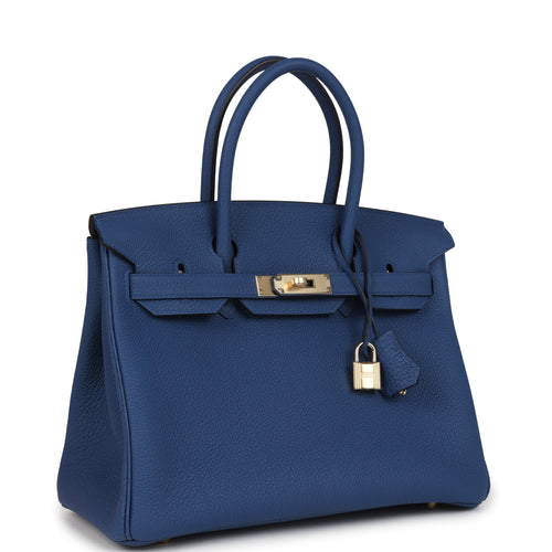Hermes Birkin 30 Bleu Tie Togo Permabrass Hardware