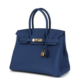 Hermes Birkin 30 Bleu Tie Togo Permabrass Hardware