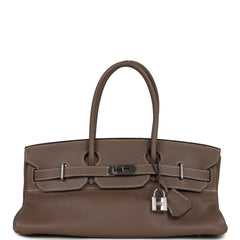Vintage Hermes Shoulder Birkin 42 JPG Etoupe Clemence Palladium Hardware