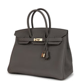 Hermes Birkin 35 Gris Meyer Togo Permabrass Hardware