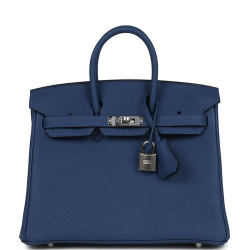 Hermes Birkin 25 Bleu Tie Togo Palladium Hardware