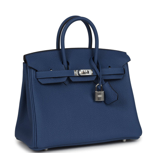 Hermes Birkin 25 Bleu Tie Togo Palladium Hardware